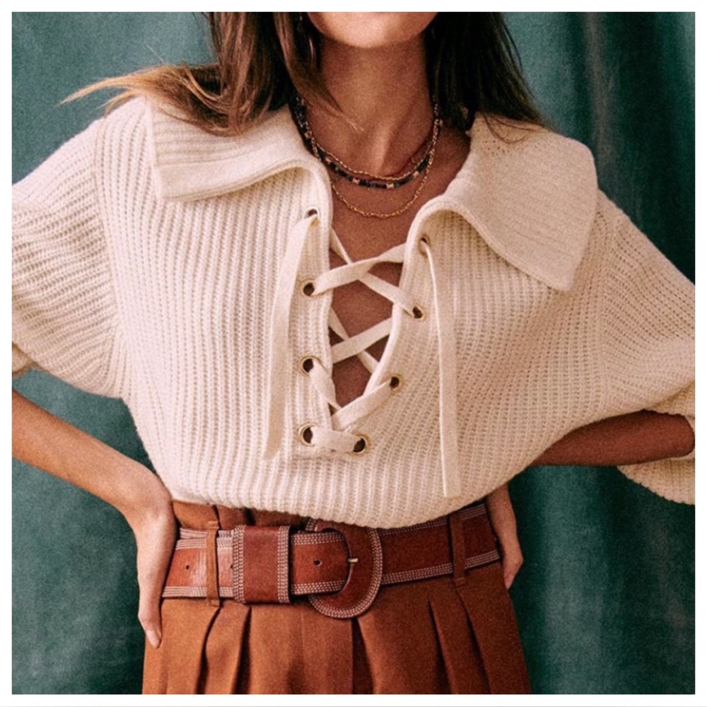 Sezane Peter Jumper Écru. - Size XXL